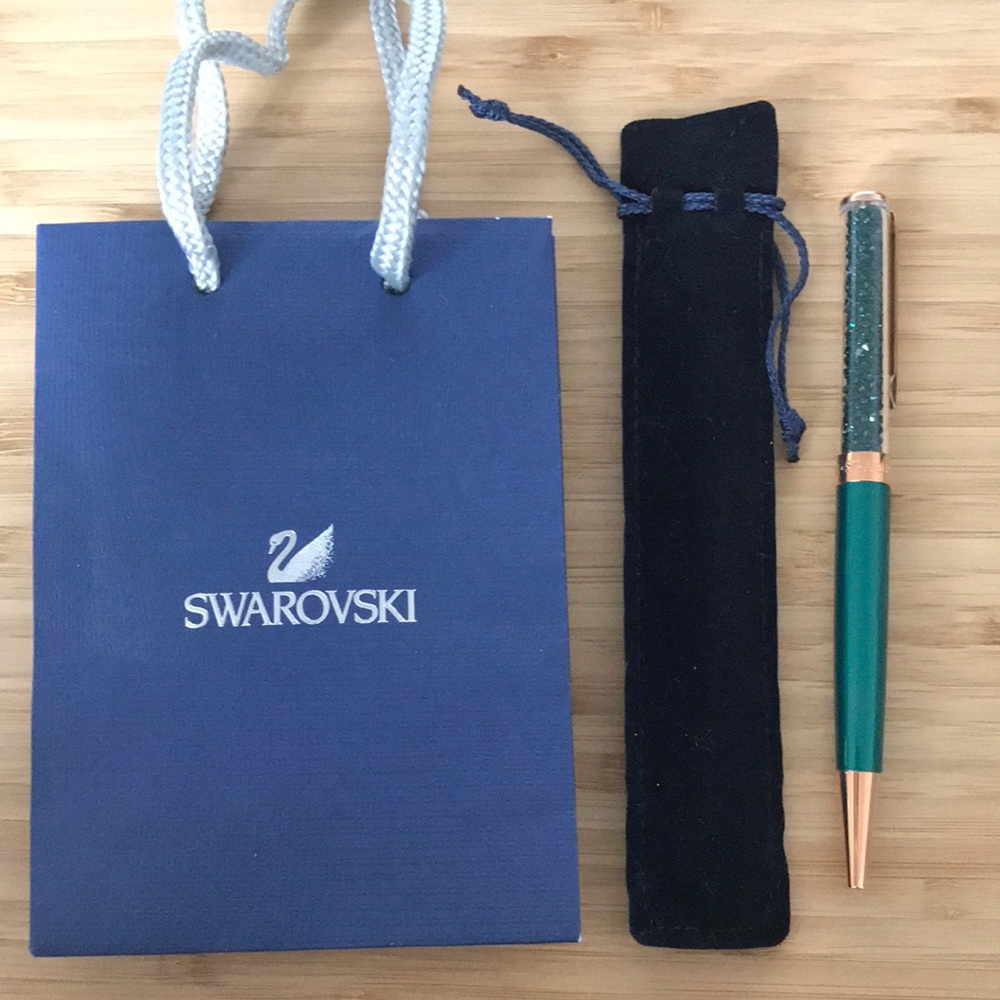 NEW Swarovski pen green and plated rose gold - black ink